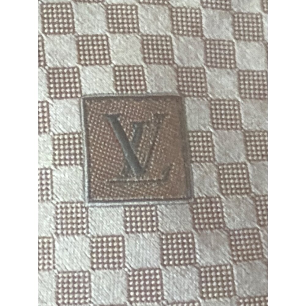 Louis Vuitton Damier 100% Silk Tie Pink LV Logo Silk Made Italy Used w/COA 59" - Picture 4 of 13